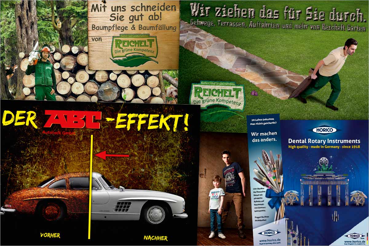 Bildcollagen der Werbeagentur für Babenhausen (Schwaben), Bad Grönenbach, Memmingen und Ottobeuren
